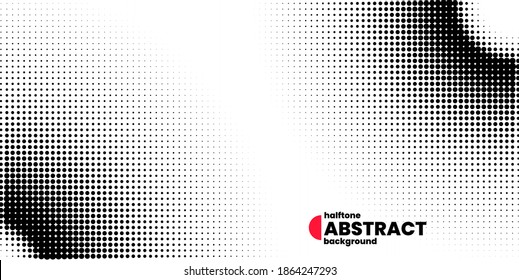 Medio tono de estilo abstracto con lugar para el texto. Textura vectorial de banner retro geométrico. Impresión moderna. Fondo blanco y negro. Efecto ligero.