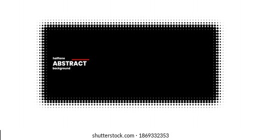 Halftone in abstract style with place for text. Geometric retro banner vector texture. Modern print. White and black background. Light effect.