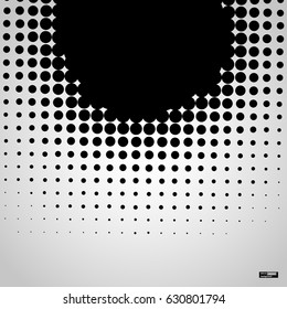 Halftone abstract vector black dots design element isolated on a white background. 