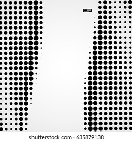 Halftone abstract vector black dots design element isolated on a white background. 