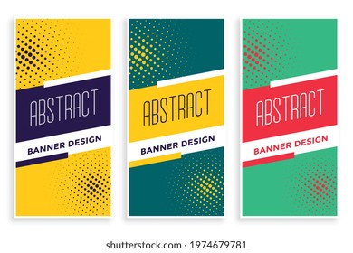 halftone abstract vertical banners sports style set