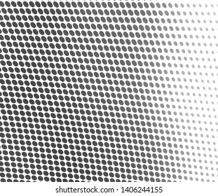 Halftone abstract waves of black dots on white background