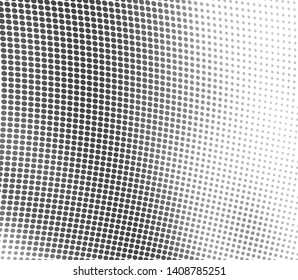 Halftone abstract waves of black dots on white background