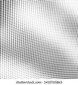 Halftone abstract waves of black dots on white background
