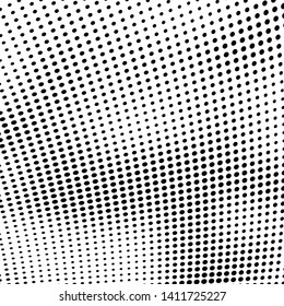 Halftone abstract waves of black dots on white background
