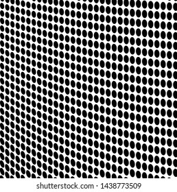Halftone abstract waves of black dots on white background
