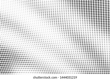 Halftone abstract waves of black dots on white background
