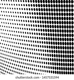 Halftone abstract waves of black dots on white background