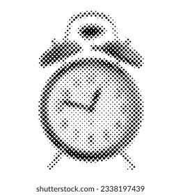Halftone Alarm clock. Dots texture. Contemporary style. Vector illustration
