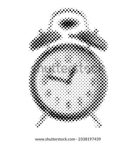 Halftone Alarm clock. Dots texture. Contemporary style. Vector illustration