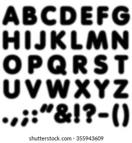 Halftone alphabet font typeface in vector format