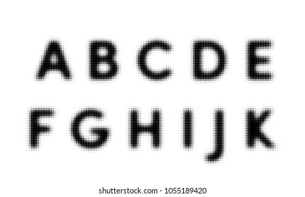 Halftone alphabet font vector dot letters