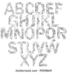 Halftone alphabet. Vector