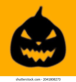 El semitono de cara de calabaza malvada y rara. Ilustración vectorial de Halloween.