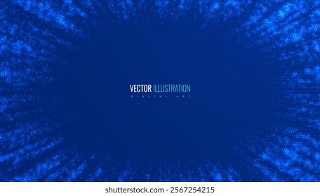 Halftone anime effect set blue background. Radial ray blast pop art comic book. Vector illustration