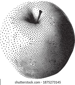 Halftone apple vector in dots isolated on background