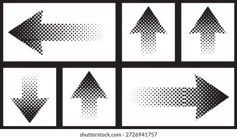 Ícones De Seta De Meio-Tom Gradiente Pontilhado Pontilhado Seta Gráfico Design Conjunto