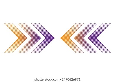 Halftone arrow pattern. Gradient color scheme. Abstract vector illustration.