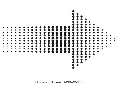 Halftone arrow pointing right in motion. Vector Illustration. EPS 10.