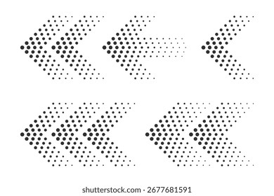 halftone arrow  set black dotted direction symbols