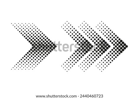 Halftone arrow set with directional flow. Vector Illustration. EPS 10.