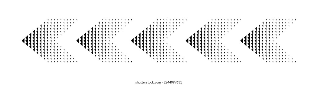 Halftone arrows. Arrow dote. halftone pointer set. Vector illustration.