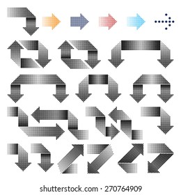 Halftone arrows icons set 