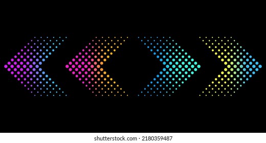 halftone arrows. pixel Colorful arrows. Vector illustration. Stock image.