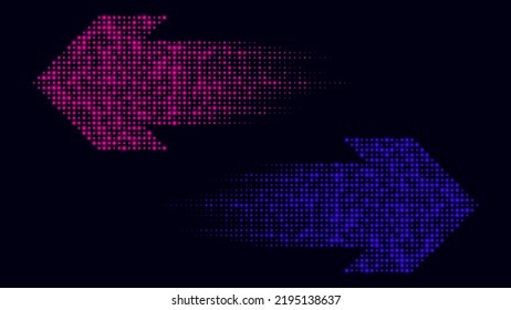 Halftone arrows set. Vector transparent light effect