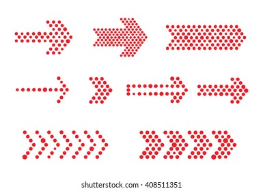 Halftone Arrows Set.Halftone Arrow Logo.Vector Arrow Icon.