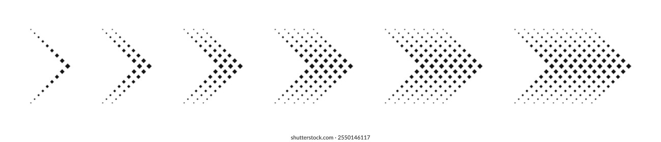 Halftone arrows vector collection. Dotted arrow icons