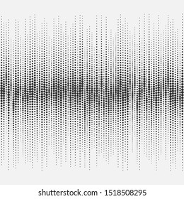 halftone audio equalizer. Sound wave using halftone texture. Abstract audio spectrum waveform. Music beat. Vector illustration.