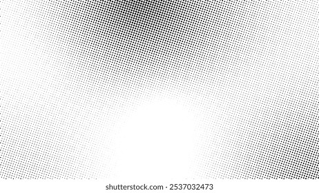 Fondo de semitono con efecto de ruido. Gradiente punteado, pulverización de puntos lisos y semitonos fondo de puntos Horizontal patrón geométrico. Fondo de Vector de arte Pop.