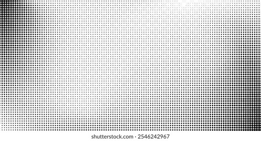 Halftone backdrop with noise effect. Dotted gradient, smooth dots spraying and halftones dot background horizontal geometric pattern. Pop art vector background.EP10