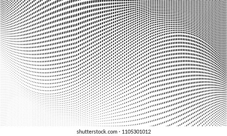 Halftone  background. Abstract curves. Points backdrop. Wavy spotted pattern with dots. Modern abstract dotted vector illustration for design, covers, web  banners