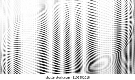 Halftone  background. Abstract curves. Points backdrop. Wavy spotted pattern with dots. Modern abstract dotted vector illustration for design, covers, web  banners