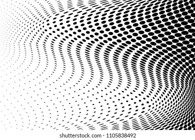 Halftone  background. Abstract curves. Points backdrop. Wavy spotted pattern with dots. Modern abstract dotted vector illustration for design, covers, web  banners