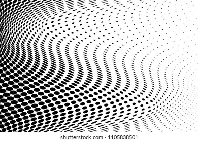 Halftone  background. Abstract curves. Points backdrop. Wavy spotted pattern with dots. Modern abstract dotted vector illustration for design, covers, web  banners