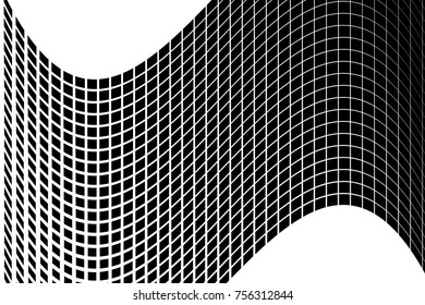 Halftone background. Abstract geometric pattern with small squares. Design element for web banners, posters, cards, wallpapers, backdrops, panels Black and white color Vector illustration