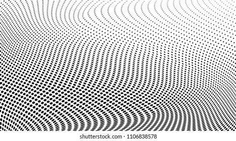 Halftone  background. Abstract soft lines. Points backdrop. Wavy spotted pattern with dots. Modern dotted vector illustration for design, covers, web  banners
