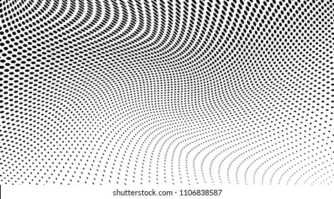 Halftone  background. Abstract soft lines. Points backdrop. Wavy spotted pattern with dots. Modern dotted vector illustration for design, covers, web  banners