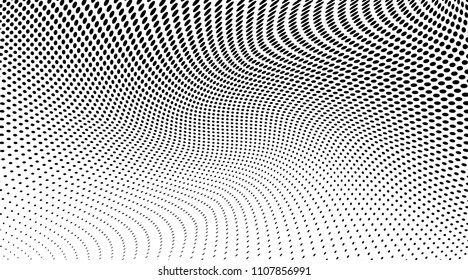 Halftone  background. Abstract soft lines. Points backdrop. Wavy spotted pattern with dots. Modern dotted vector illustration for design, covers, web  banners