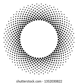 Halftone background in black and white colors. Circle of dots.