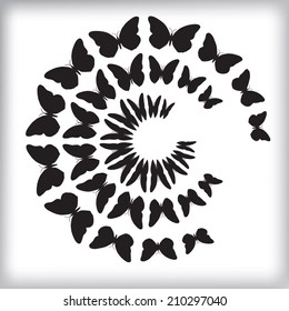 Halftone background with butterflies. Vector illustration 