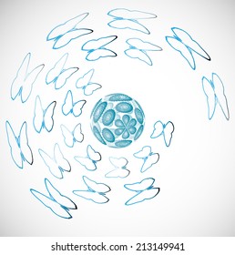 halftone background with butterflies. Vector illustration 
