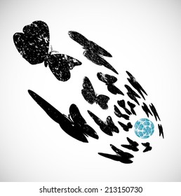 halftone background with butterflies. Vector illustration 