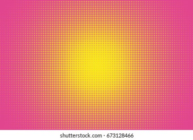 Halftone background. Comic dotted pattern. Pop art style. Backdrop with small circles, dots, design element for web banners, posters, cards, Wallpaper, sites. Pink, yellow color Vector illustration