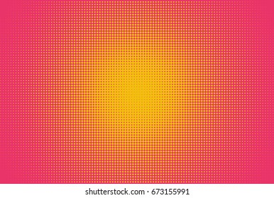 Halftone background. Comic dotted pattern. Pop art style. Backdrop with small circles, dots, design element for web banners, posters, cards, Wallpaper, sites. Pink, yellow color Vector illustration