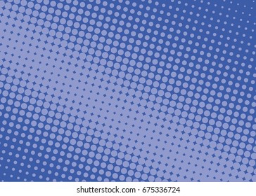 Halftone background. Comic dotted pattern. Pop art vintage style. Backdrop with circles, rounds, dots, design element for web banners, posters, cards, sites. Dark blue color Vector illustration