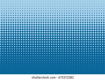 Halftone background. Comic dotted pattern. Pop art style. Backdrop with circles, rounds, dots, design element for web banners, posters, cards, Wallpaper, sites. Blue color Vector illustration